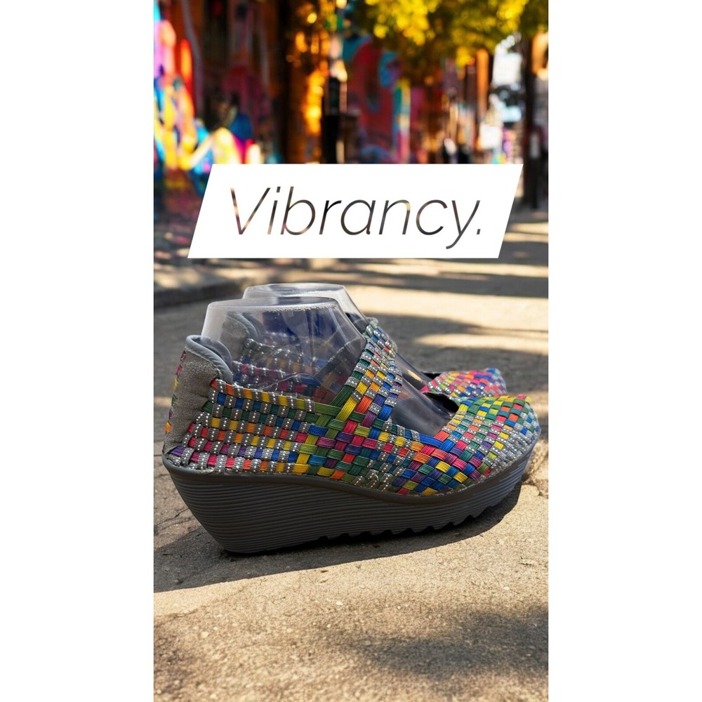 St.‎ John's Bay Womens Karma Multicolor Round Toe Wedge Heel Mary Jane Liknew8.5 - Picture 3 of 6